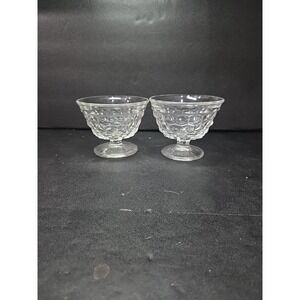 Fostoria American Cubist Sundae Dishes, Set of 2, Clear Goblet, 3" Dessert Bowls